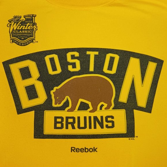 T Shirt NHL Boston Bruins 2016 Winter Classic Foxboro Reebok Adult Size L Large - Picture 1 of 4
